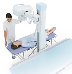X-ray Tube Arm Swivel Capability Supports Stretcher or Wheelchair Examination